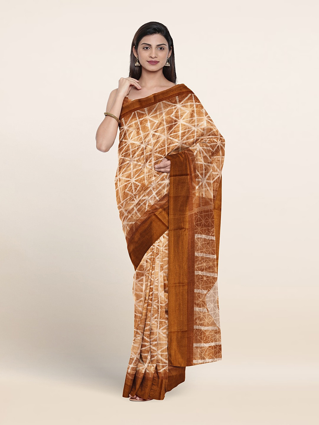 

Pothys Geometric Saree, Peach