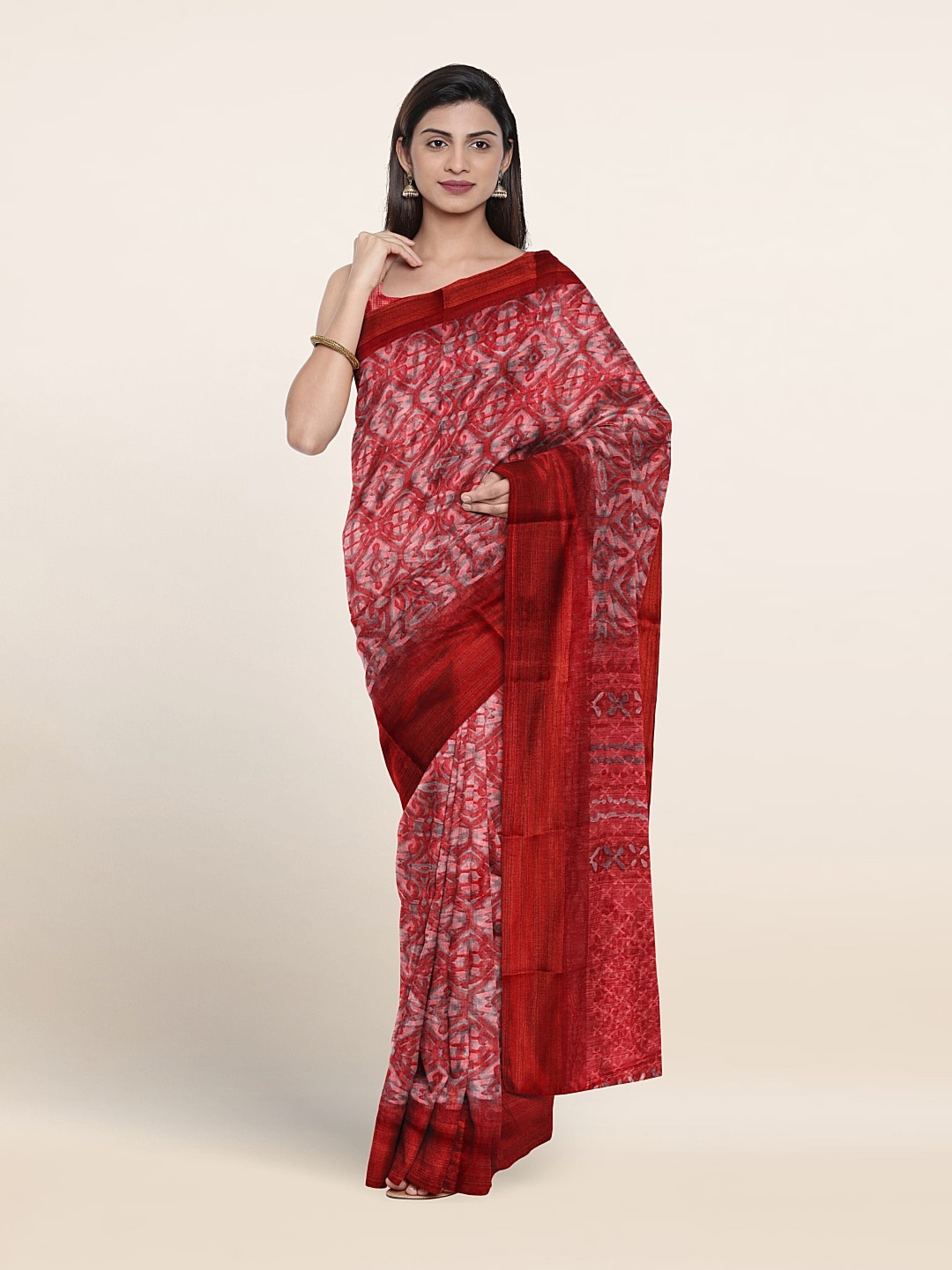 

Pothys Abstract Printed Zari Saree, Red