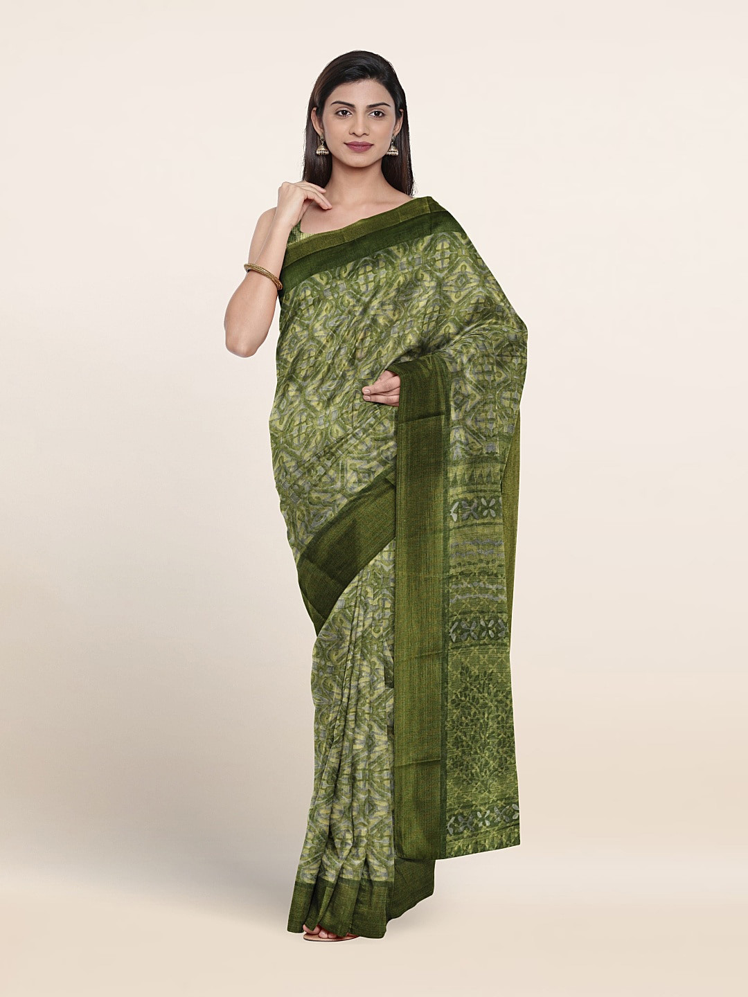 

Pothys Abstract Printed Saree, Green
