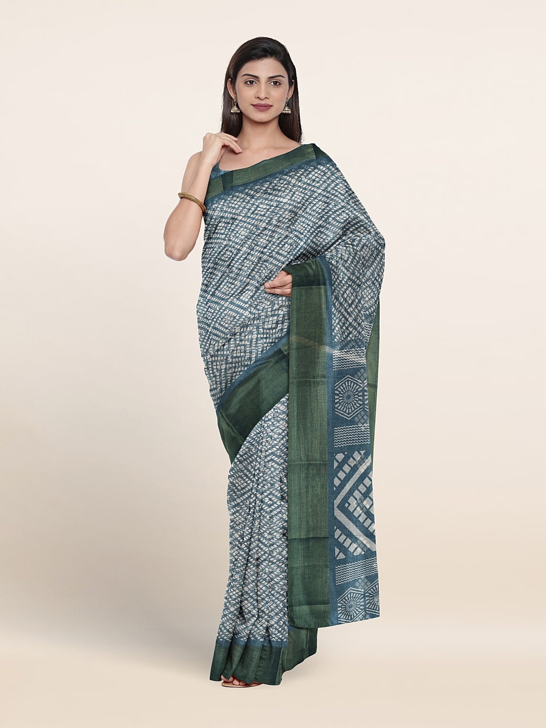 

Pothys Geometric Printed Saree, Blue