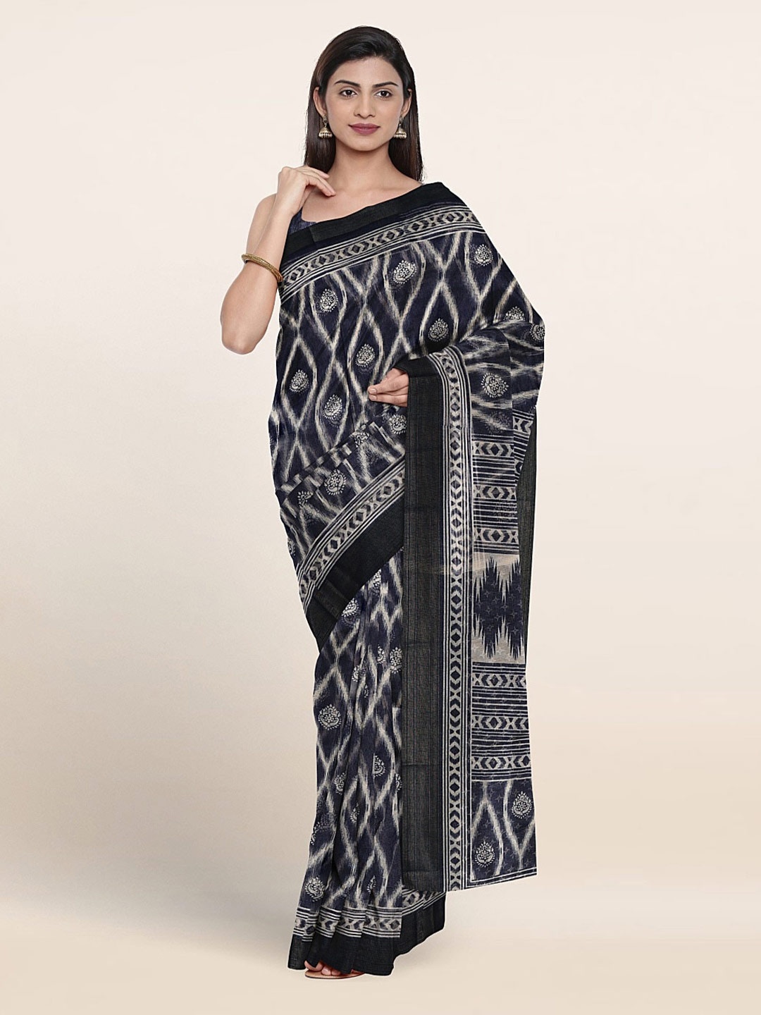 

Pothys Ethnic Motifs Printed Zari Saree, Blue