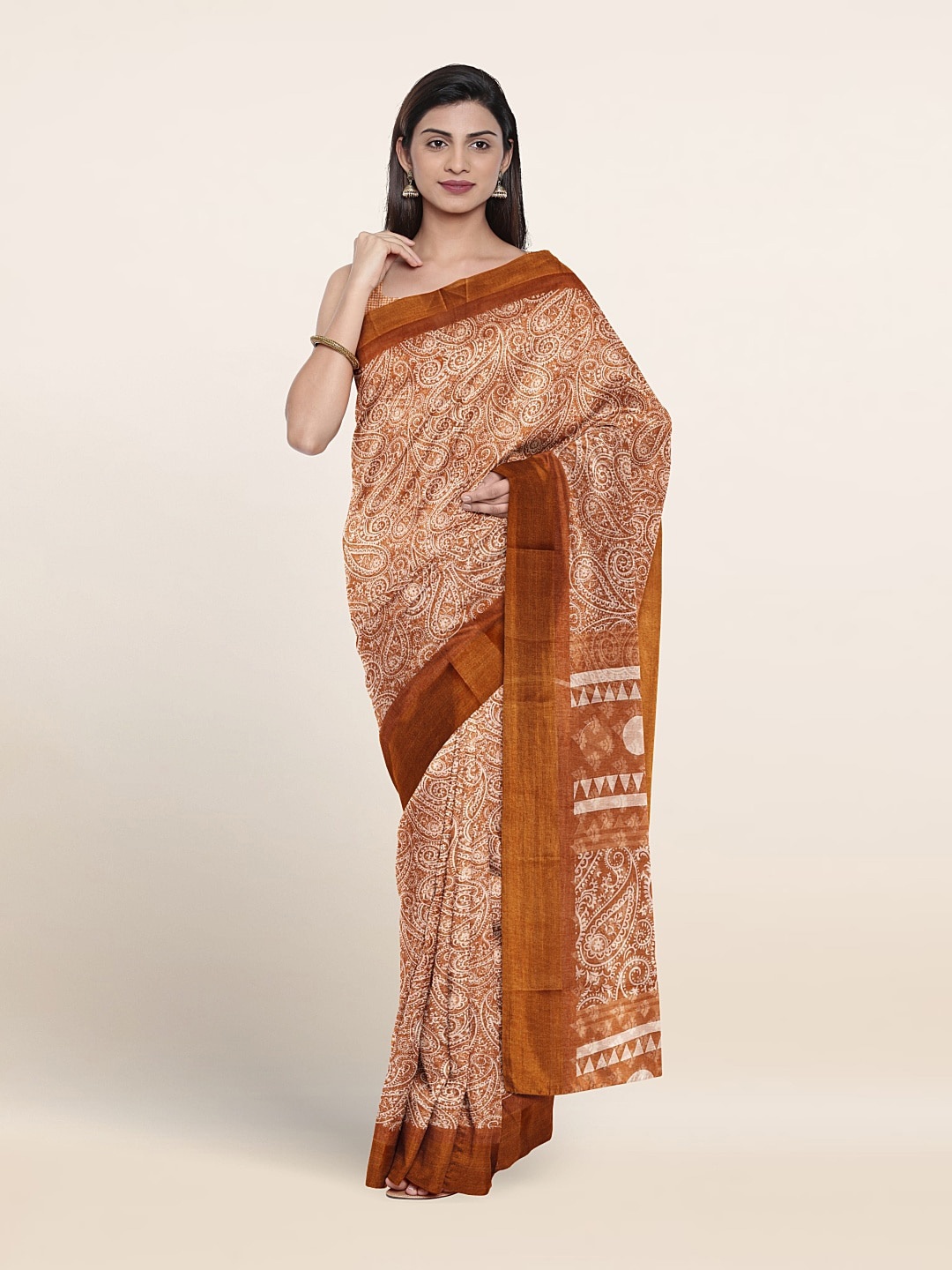 

Pothys Paisley Printed Saree, Rust