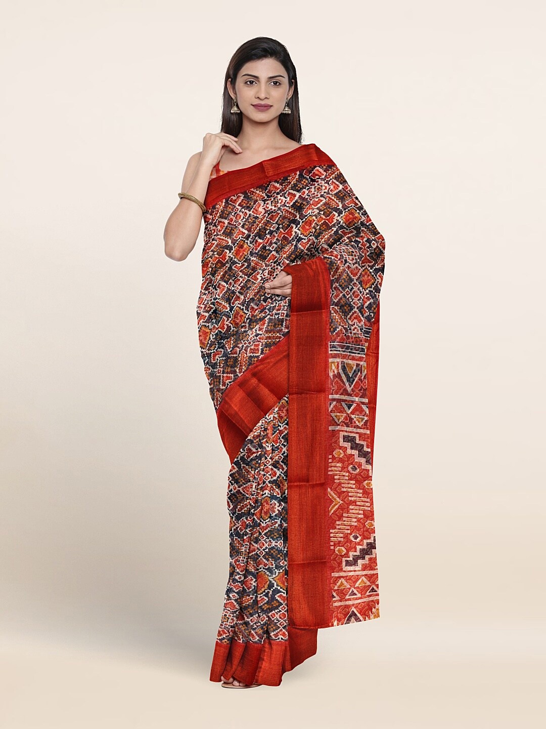 

Pothys Ethnic Motifs Printed Saree, Navy blue