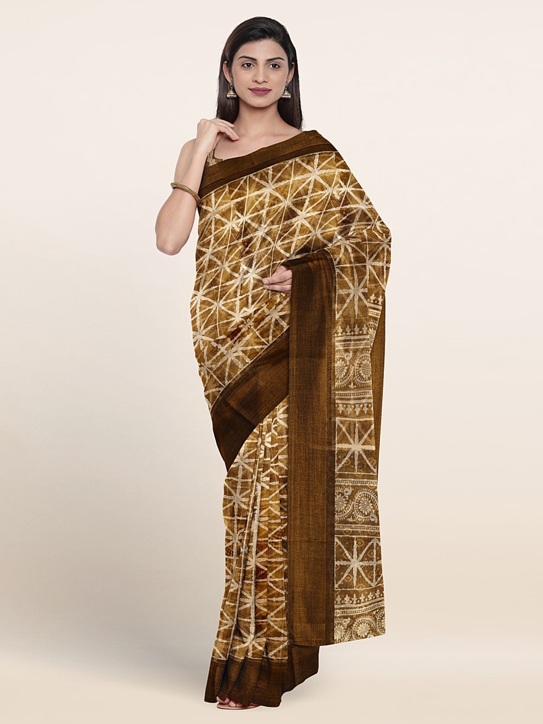 

Pothys Abstract Printed Saree, Brown