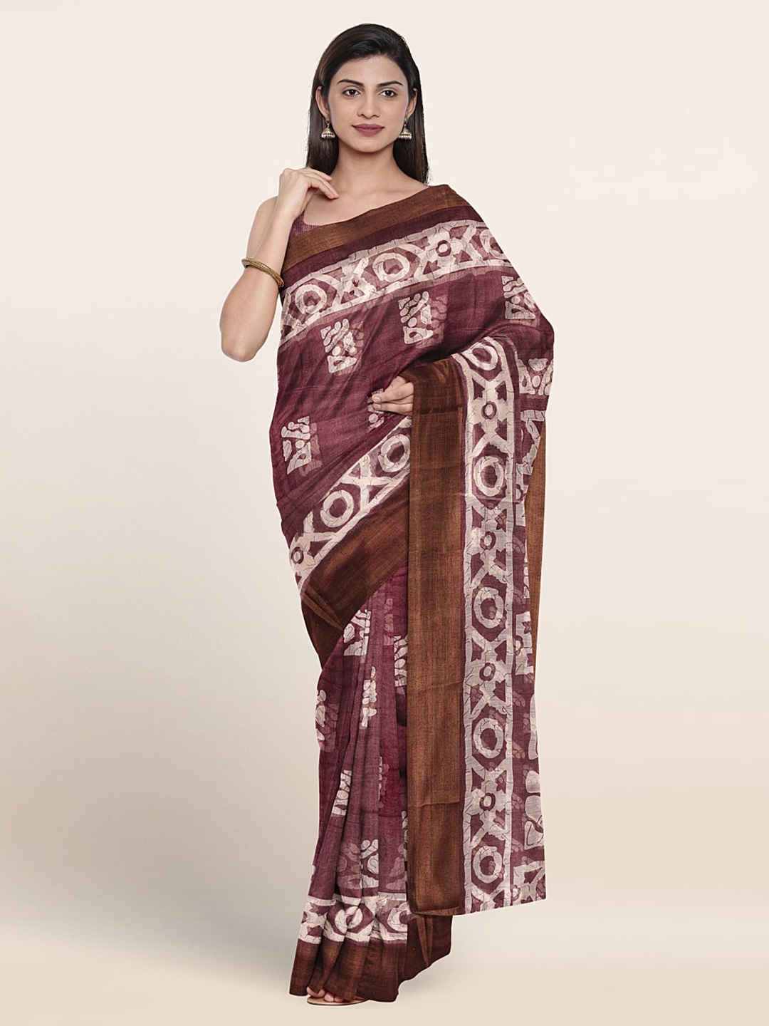 

Pothys Abstract Printed Saree, Burgundy