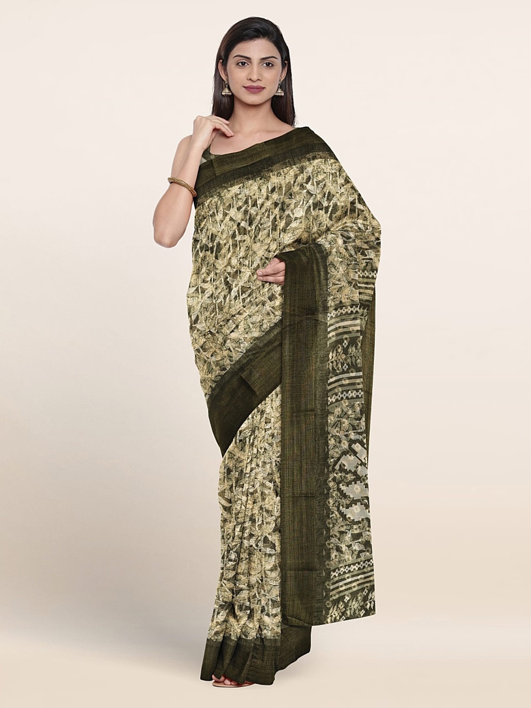 

Pothys Abstract Printed Saree, Green