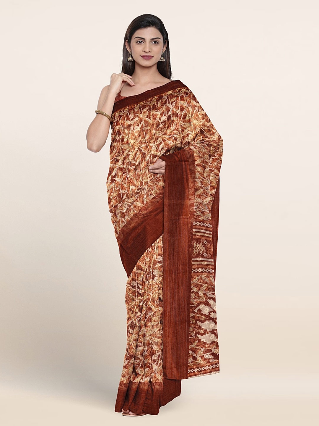 

Pothys Floral Printed Saree, Rust