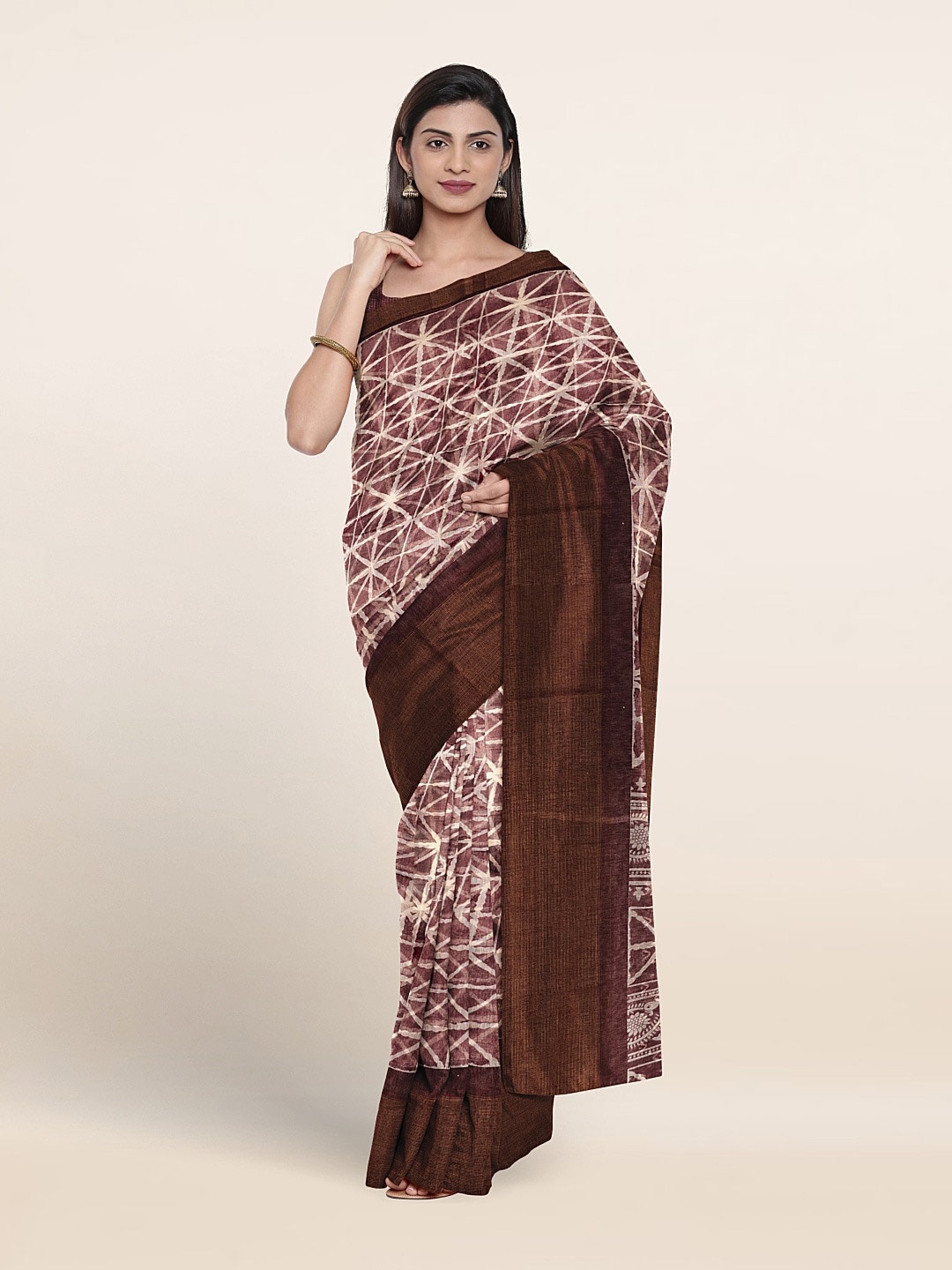 

Pothys Geometric Print Saree, Violet