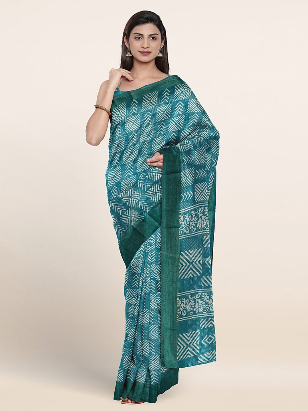 

Pothys Geometric Printed Saree, Blue