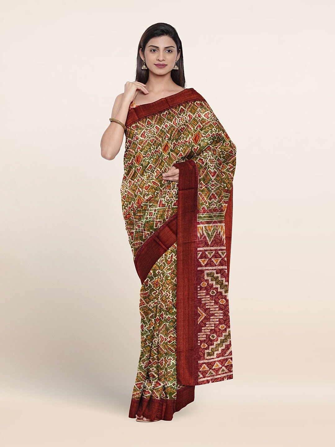 

Pothys Ethnic Motif Printed Saree, Green