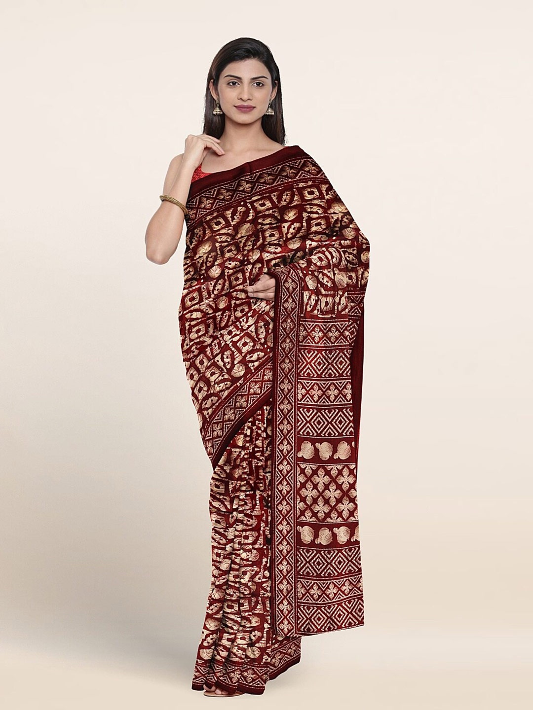 

Pothys Abstract Printed Saree, Maroon
