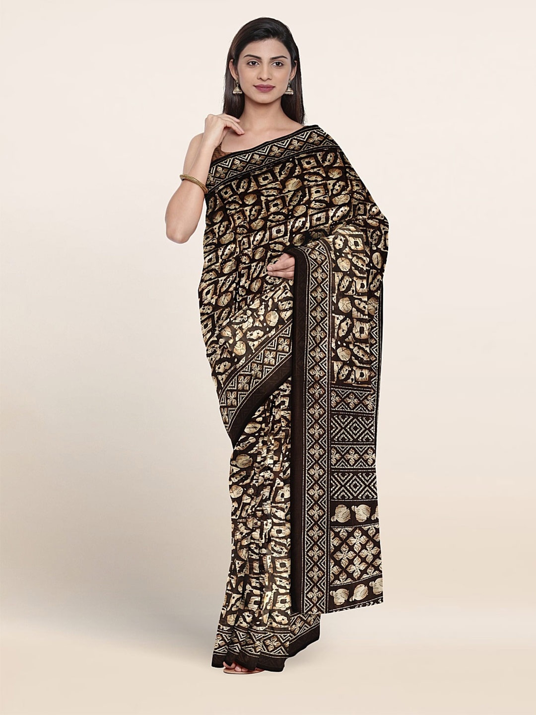 

Pothys Abstract Printed Saree, Brown