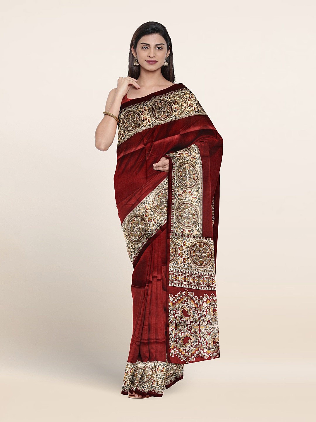 

Pothys Floral Printed Saree, Rust