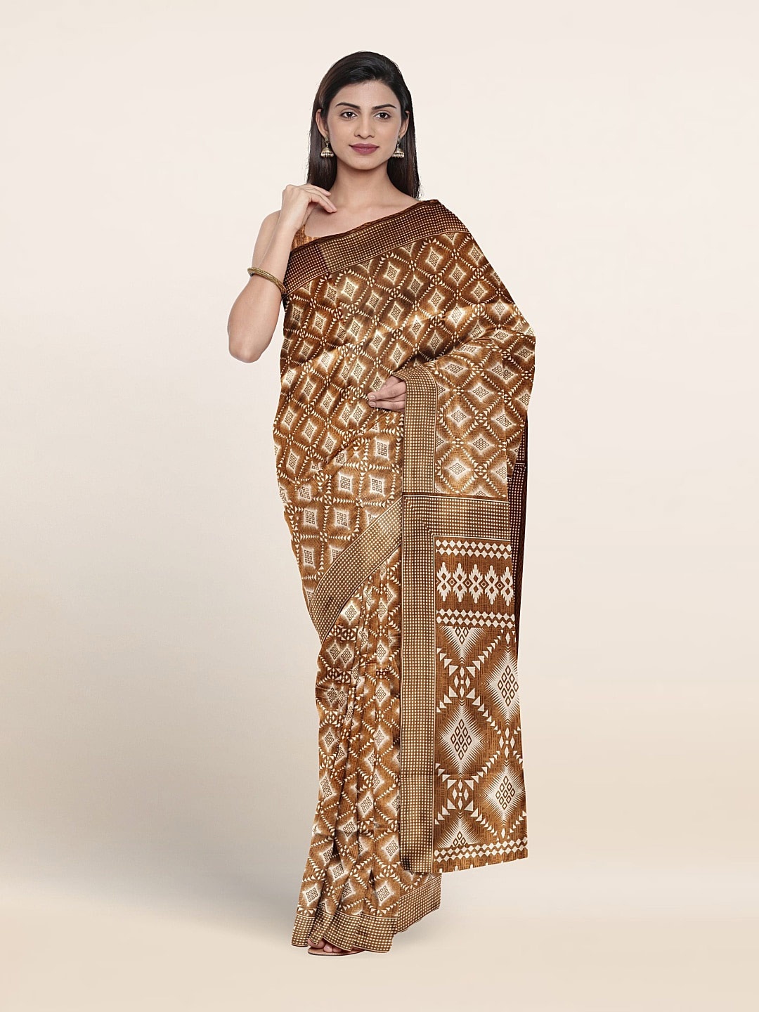 

Pothys Ethnic Motifs Printed Saree, Brown