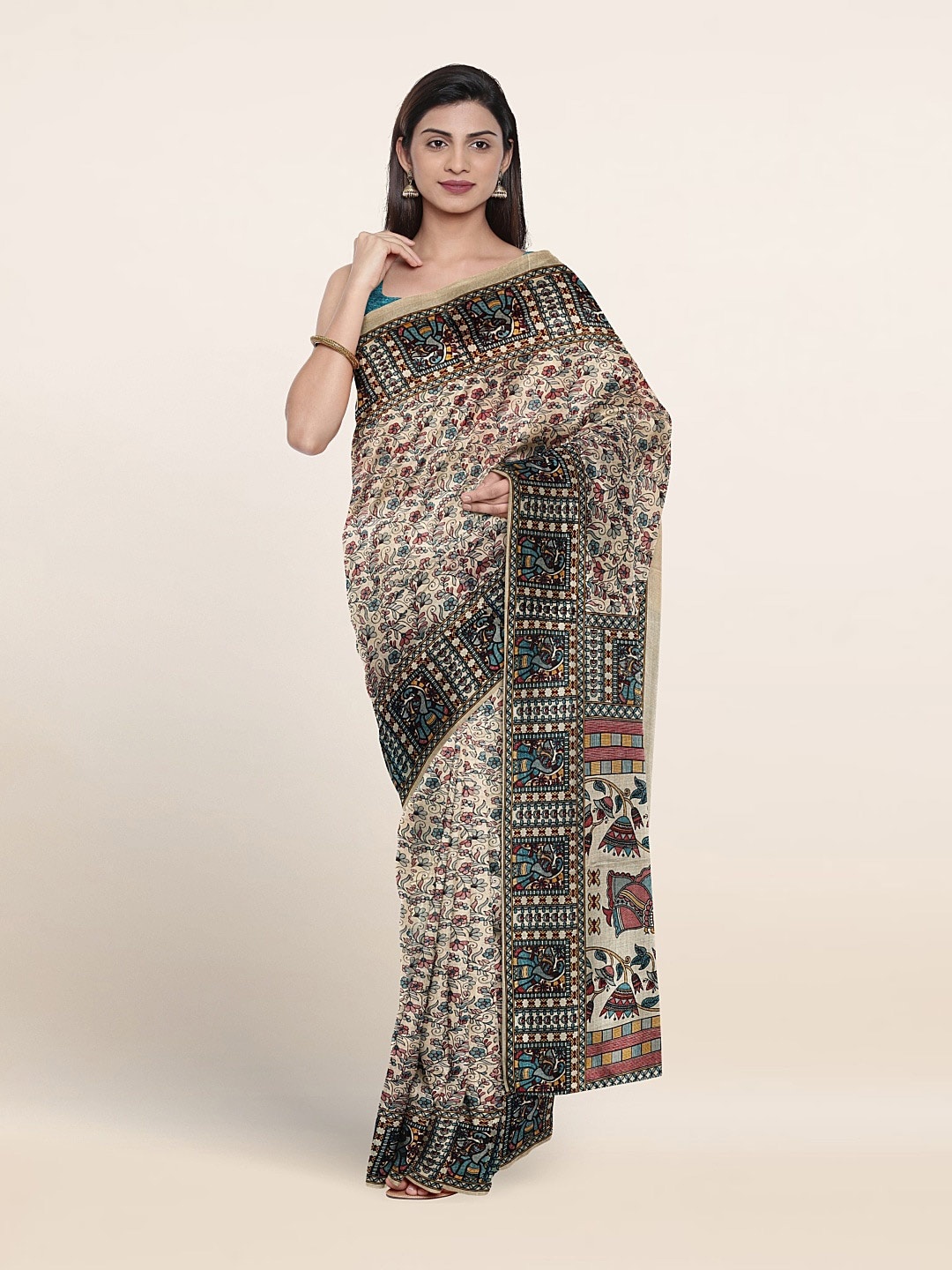 

Pothys Ethnic Motifs Printed Saree, Cream