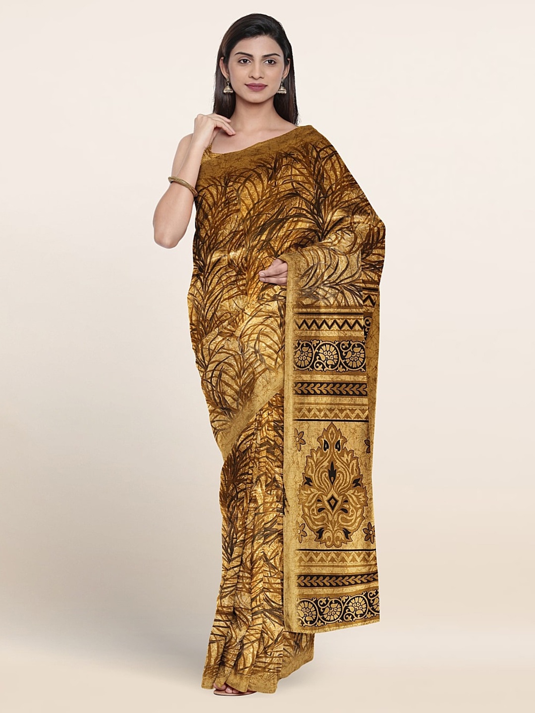 

Pothys Abstract Printed Saree, Beige
