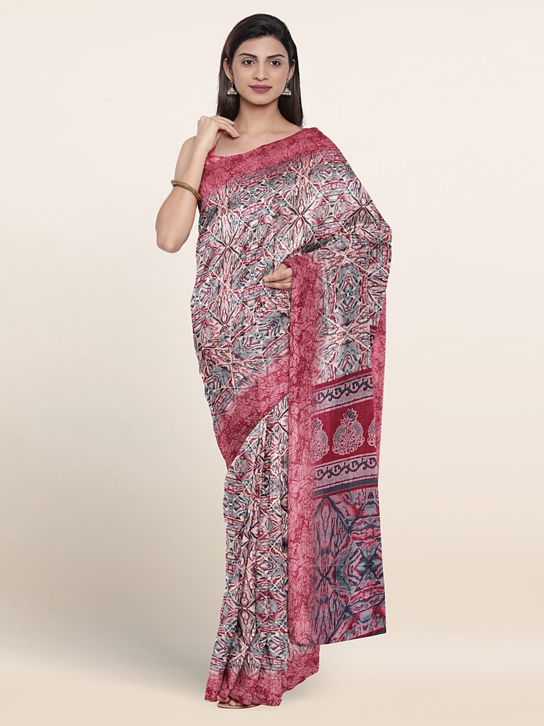

Pothys Abstract Printed Saree, Pink