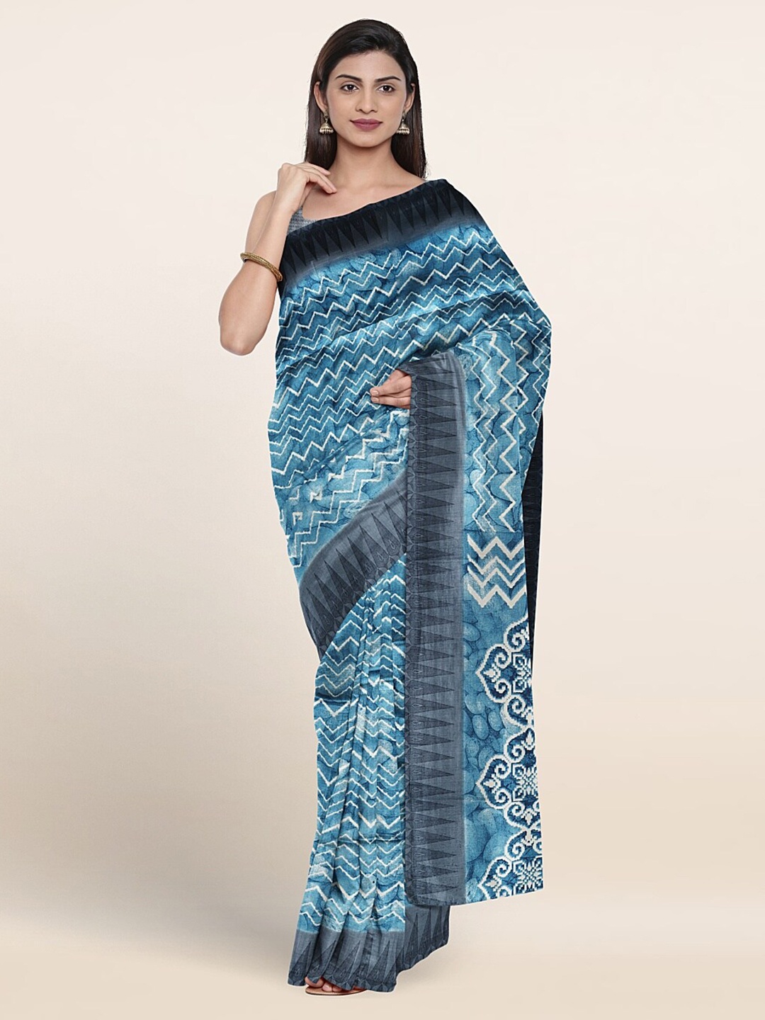 

Pothys Geometric Printed Saree, Blue