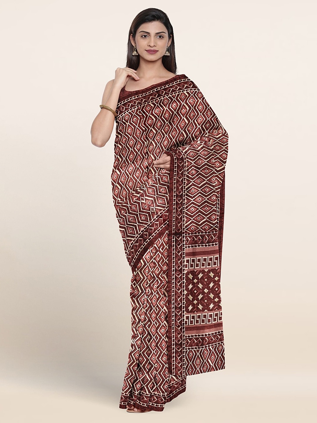 

Pothys Geometric Printed Saree, Purple