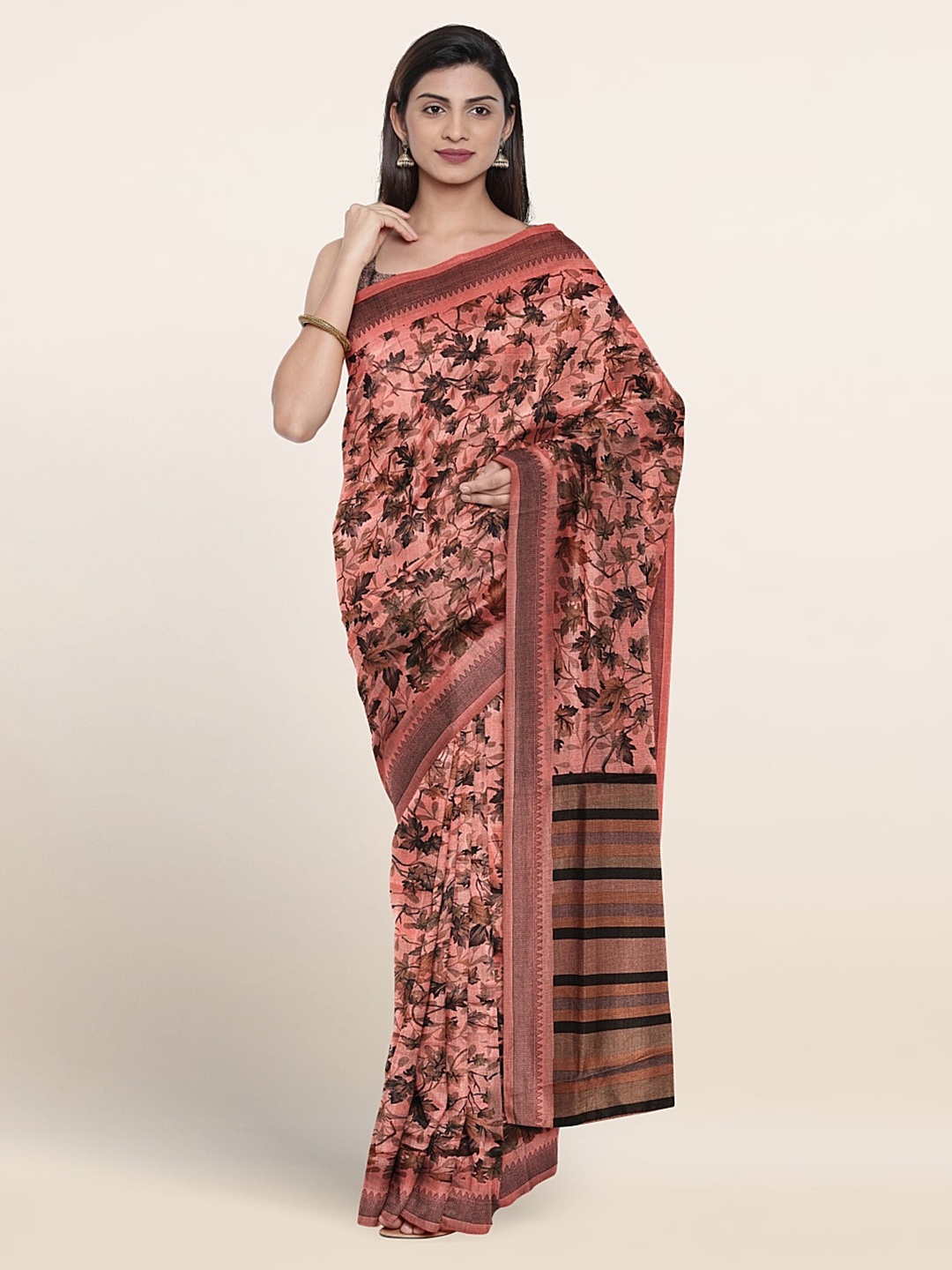 

Pothys Floral Printed Saree, Peach