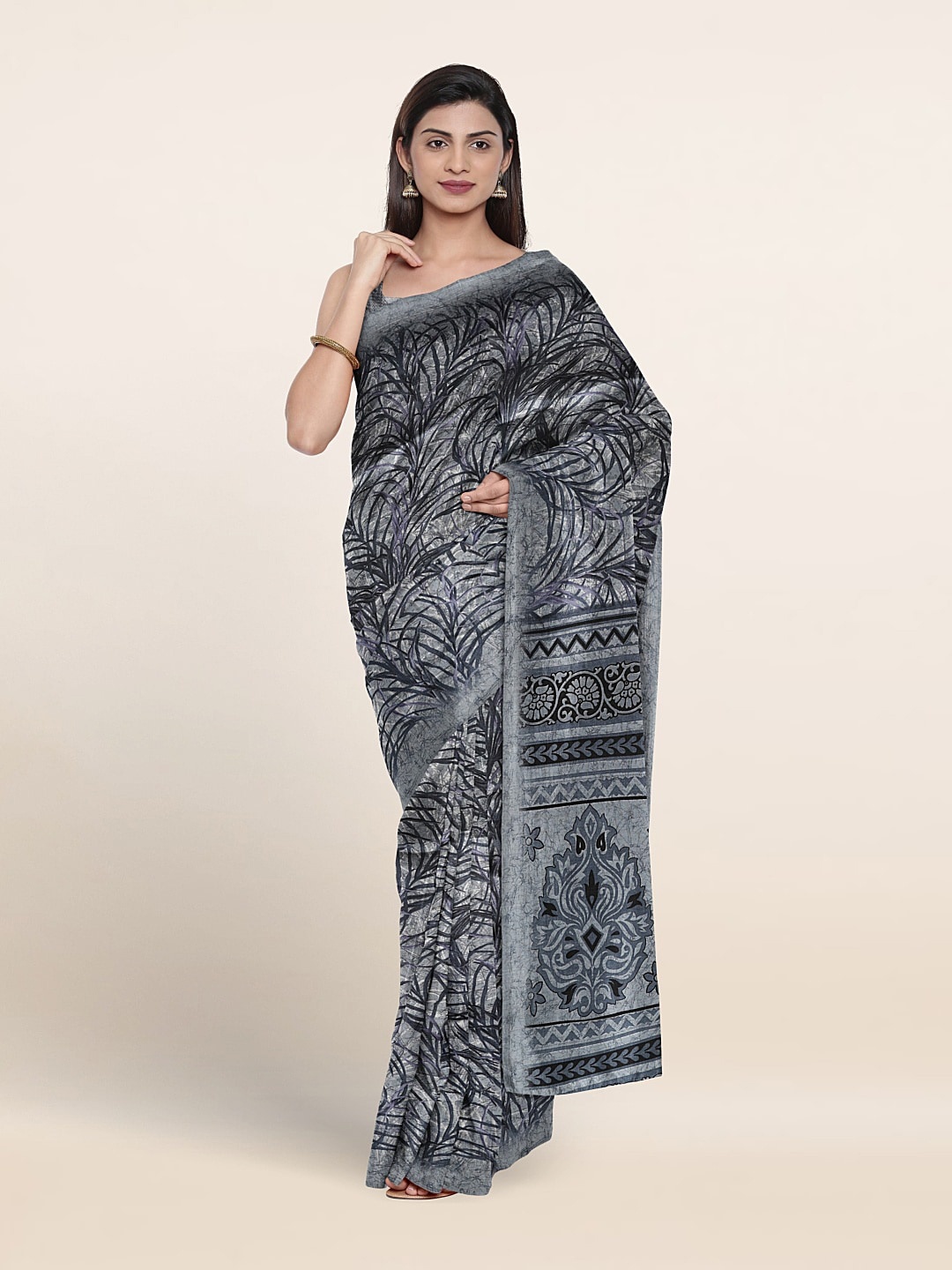 

Pothys Ethnic Motifs Printed Saree, Grey