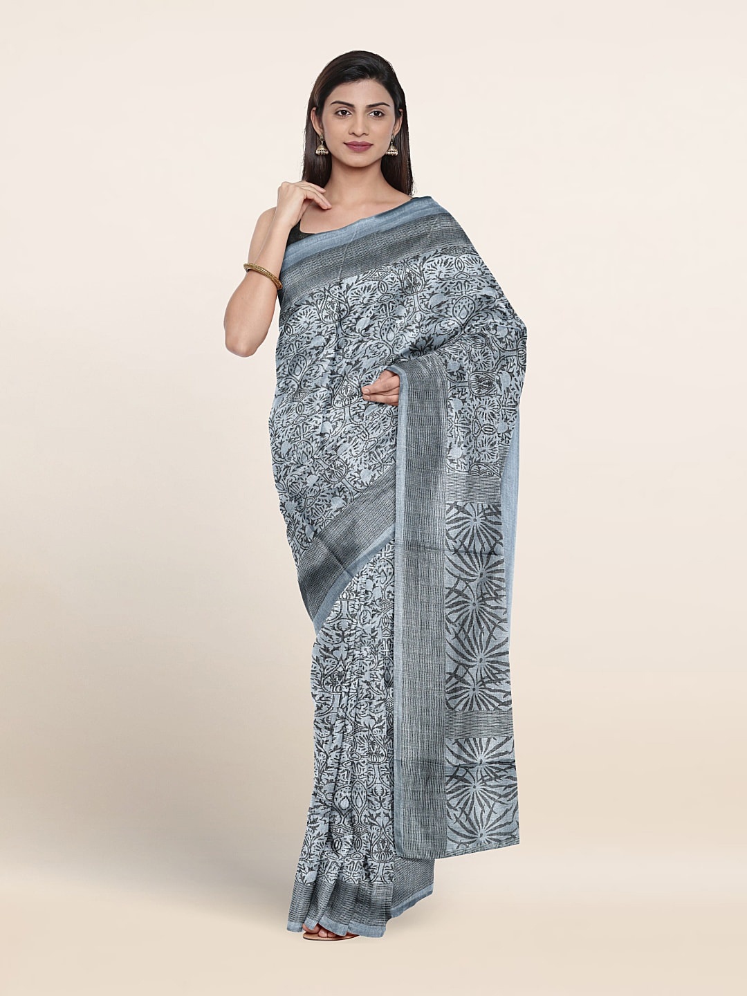 

Pothys Ethnic Motifs Printed Saree, Blue