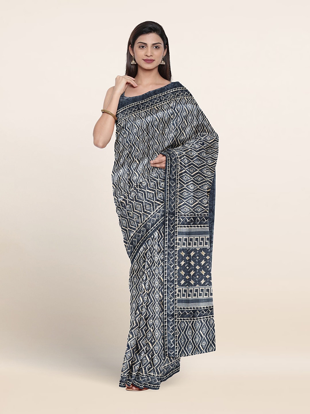 

Pothys Geometric printed Saree, Blue