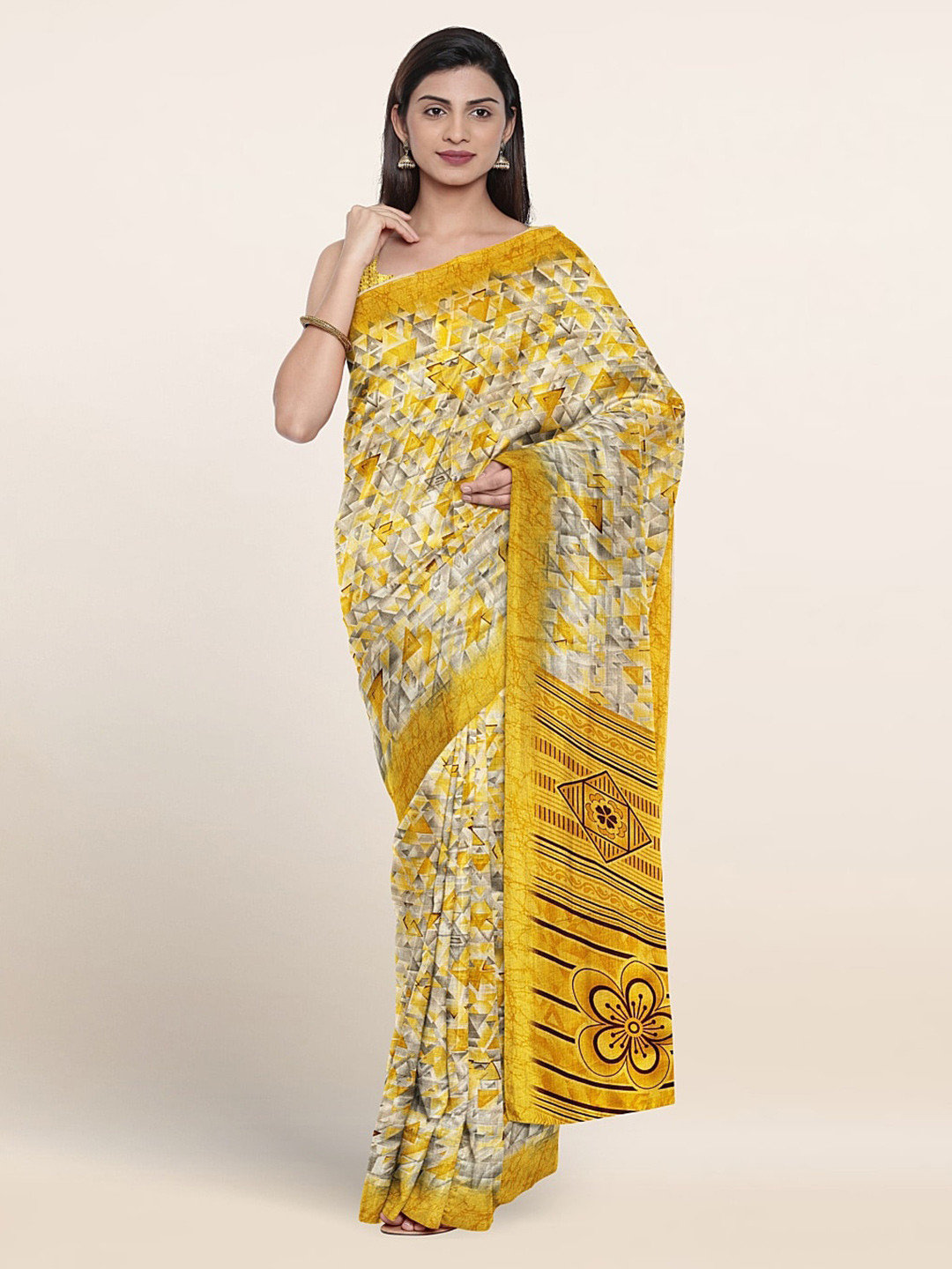 

Pothys Geometric Printed Saree, Yellow