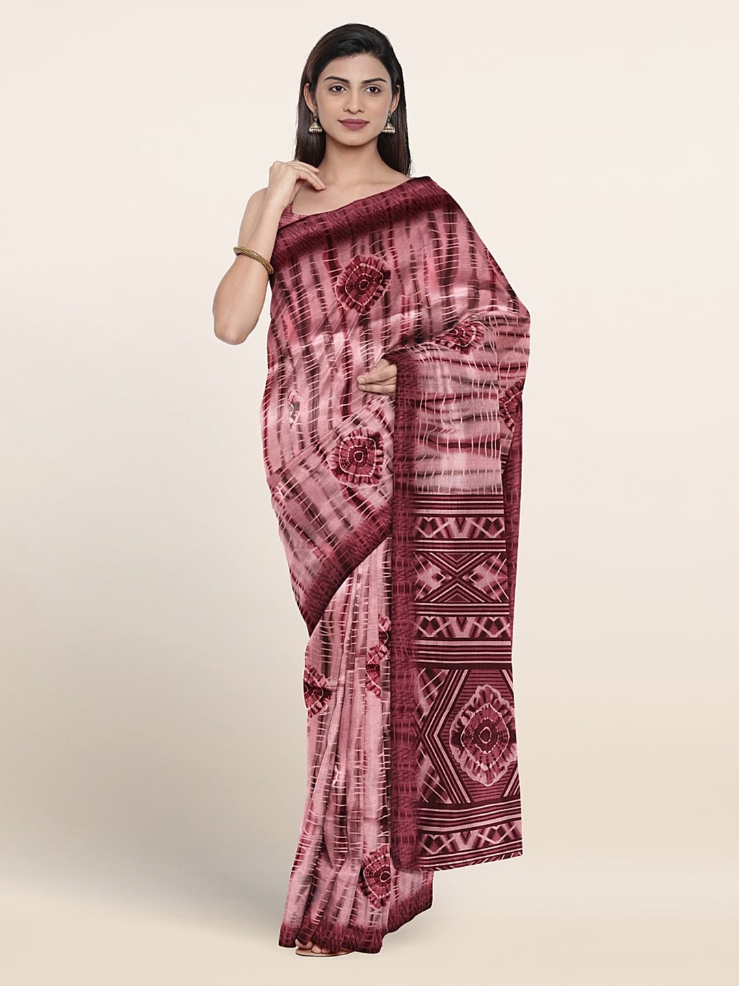 

Pothys Tie and Dye Printed Saree, Mauve