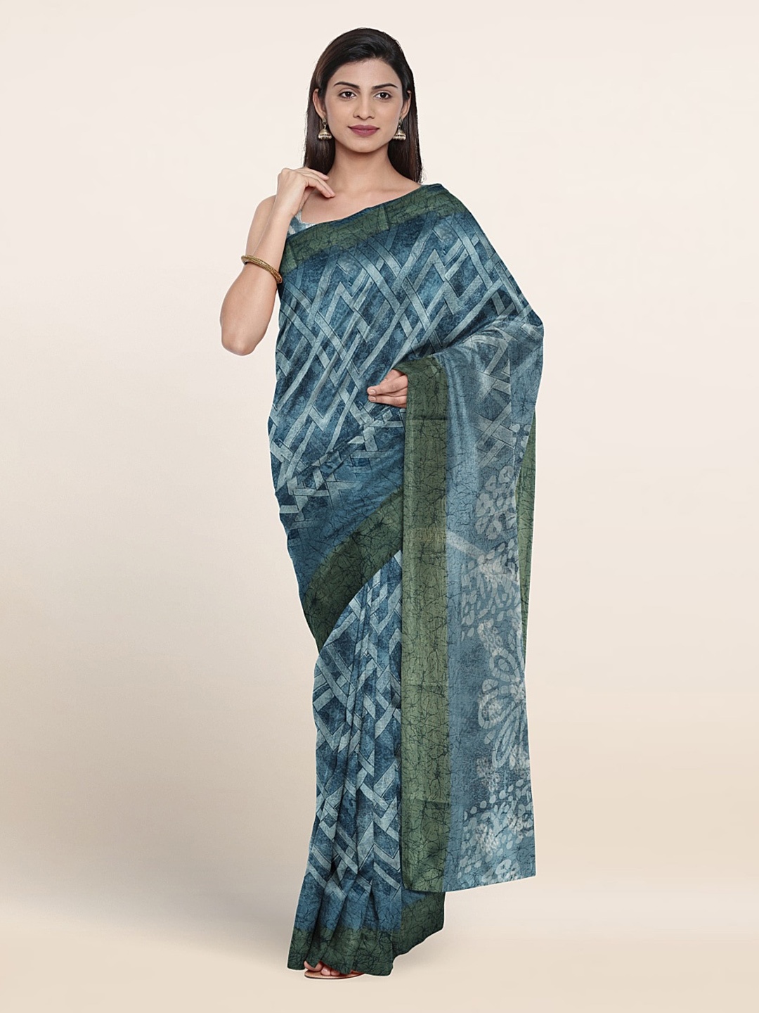 

Pothys Geometric Printed Saree, Blue