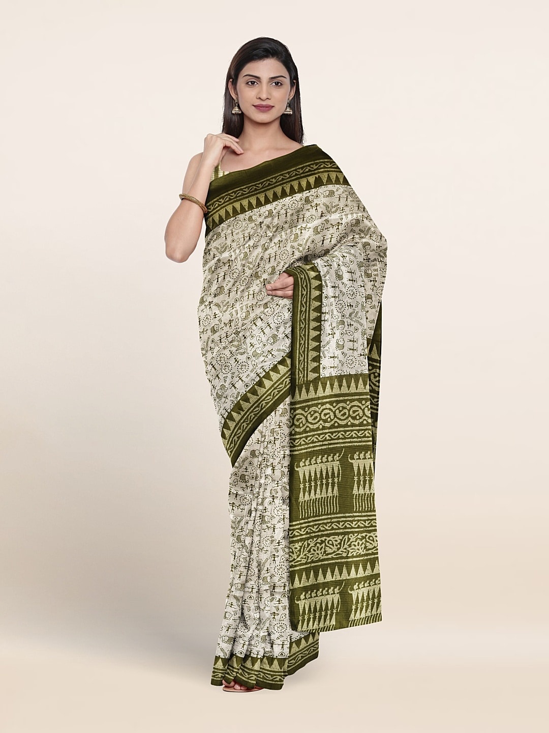 

Pothys Warli Printed Saree, White