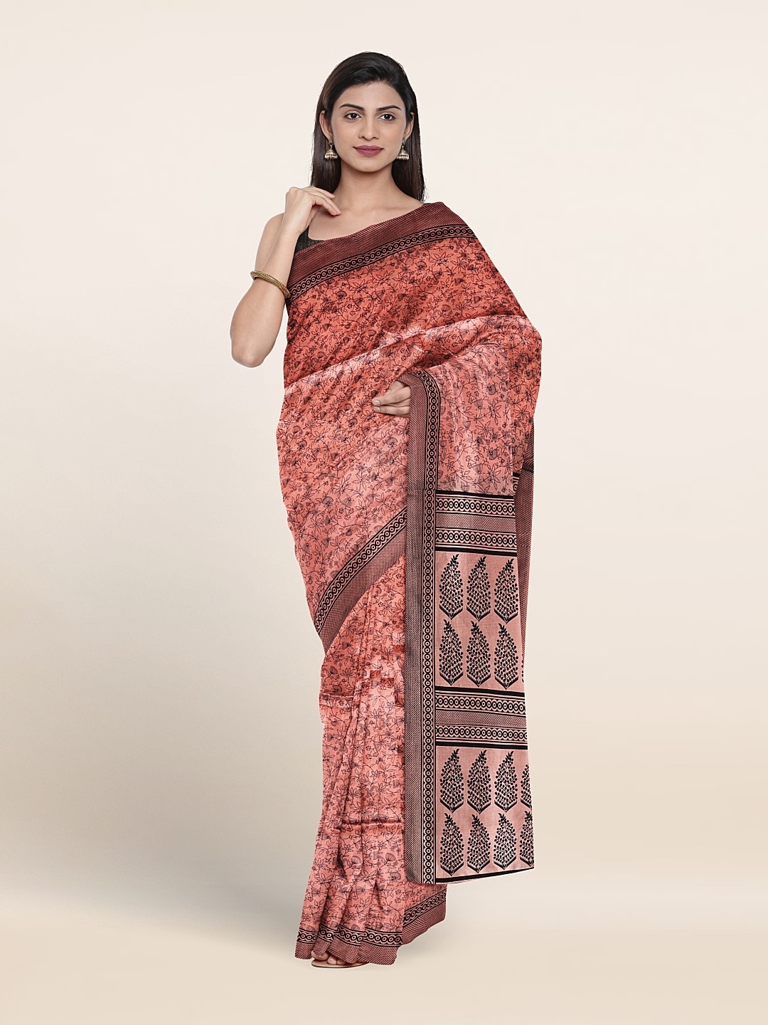 

Pothys Floral Printed Saree, Peach