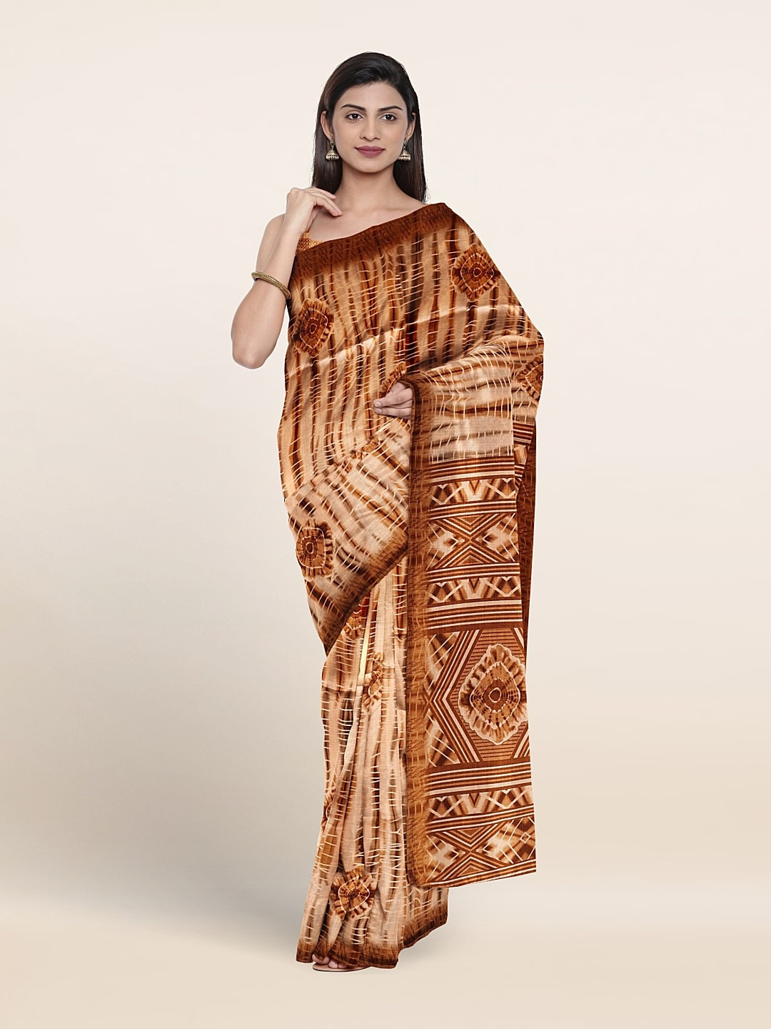 

Pothys Ethnic Motifs Printed Saree, Peach