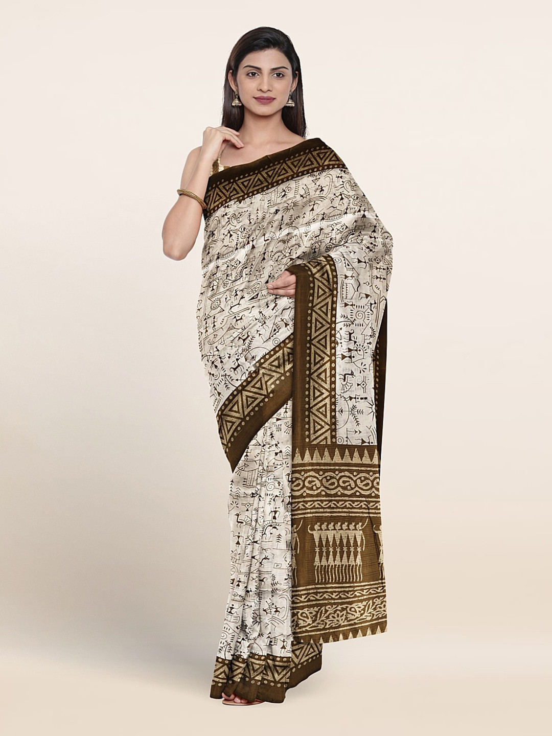 

Pothys Warli Printed Saree, White