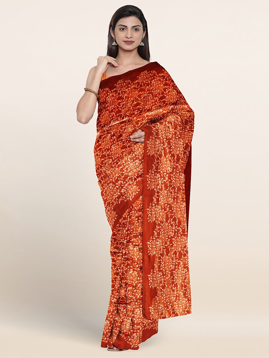 

Pothys Floral Printed Saree, Rust