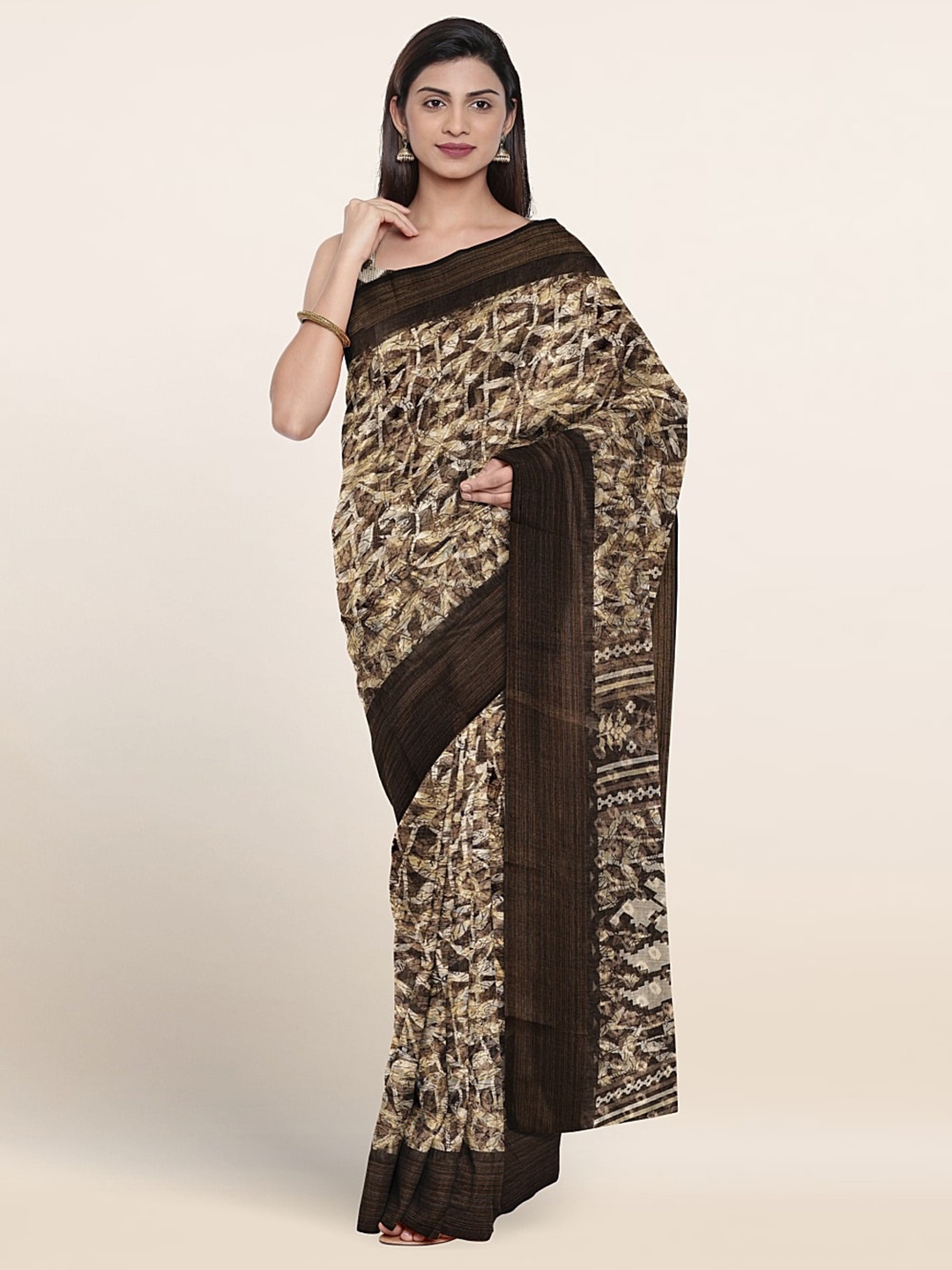 

Pothys Abstract Printed Saree, Brown