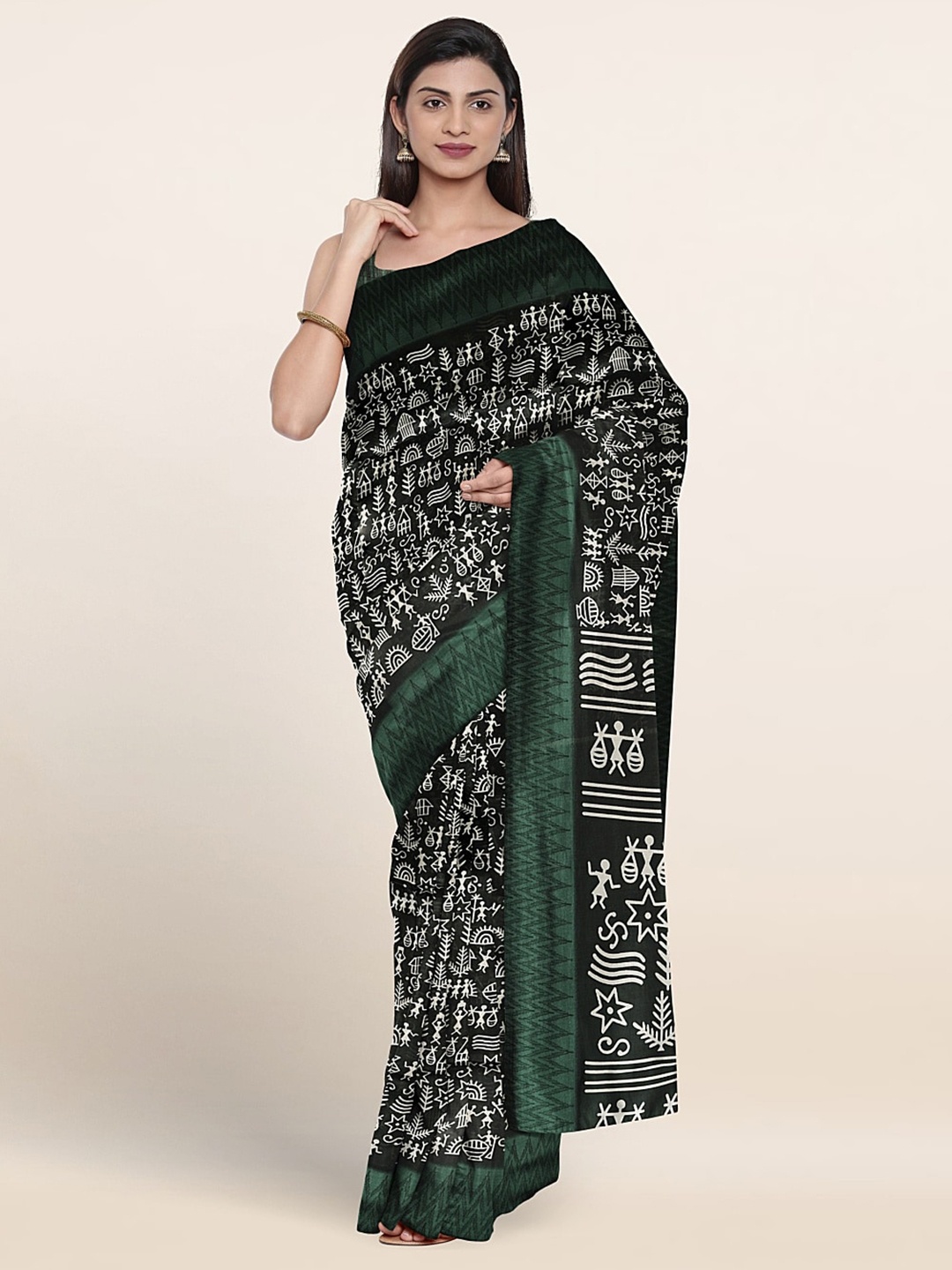 

Pothys Warli Printed Saree, Green