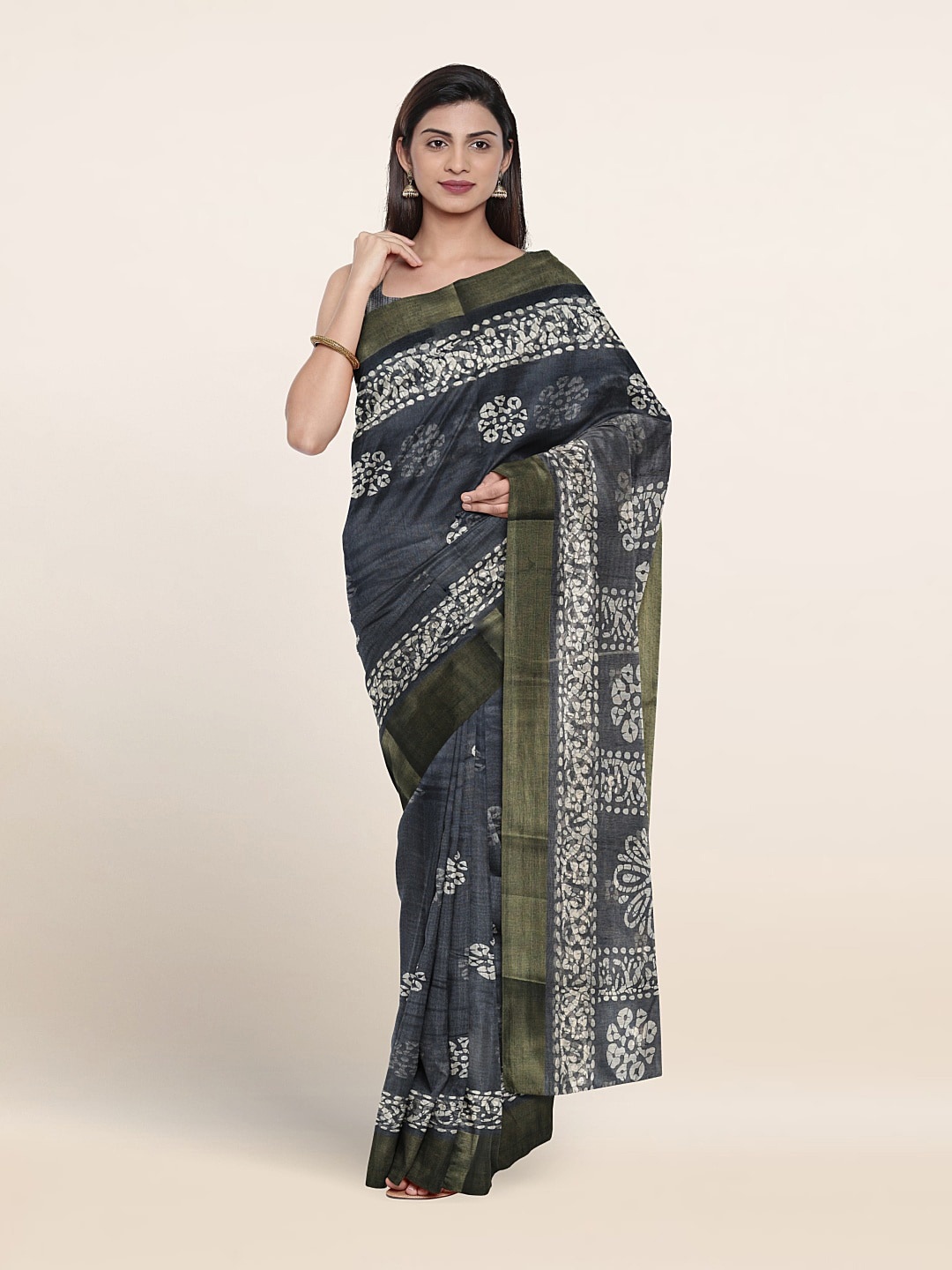

Pothys Ethnic Motifs Printed Saree, Grey