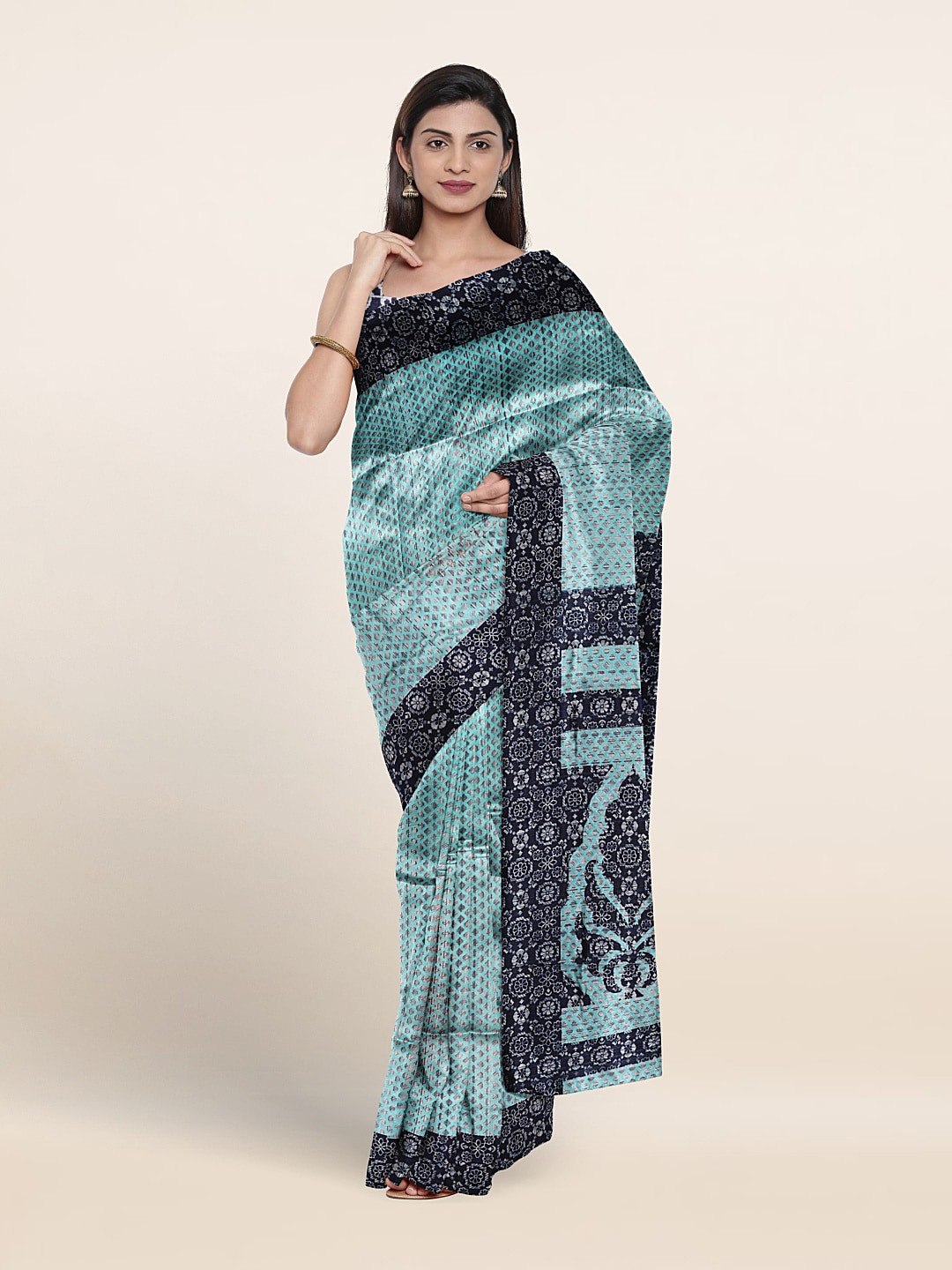 

Pothys Geometric Printed Saree, Blue