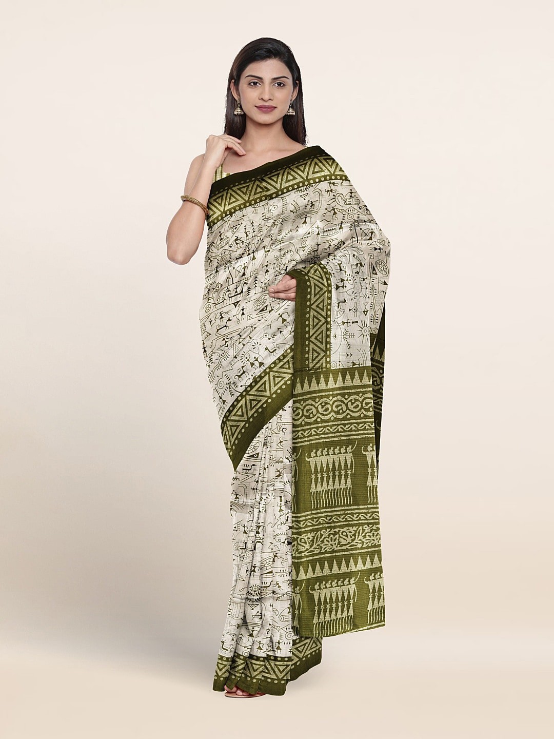 

Pothys Warli Printed Saree, White