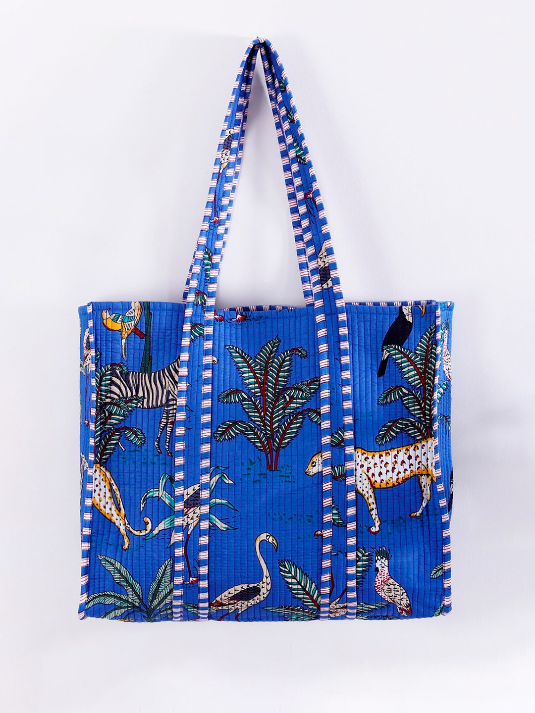 

HANDICRAFT PALACE Graphic Printed Pure Cotton Shopper Tote Bag, Blue