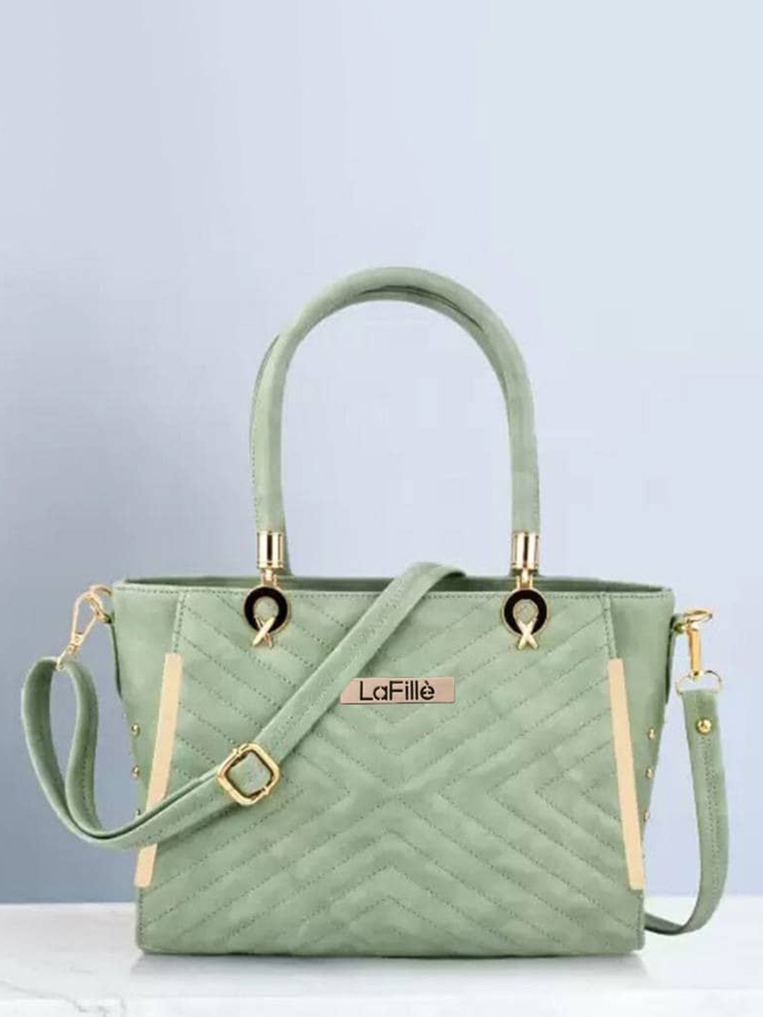 

LaFille Textured Structured Handheld Bag, Sea green