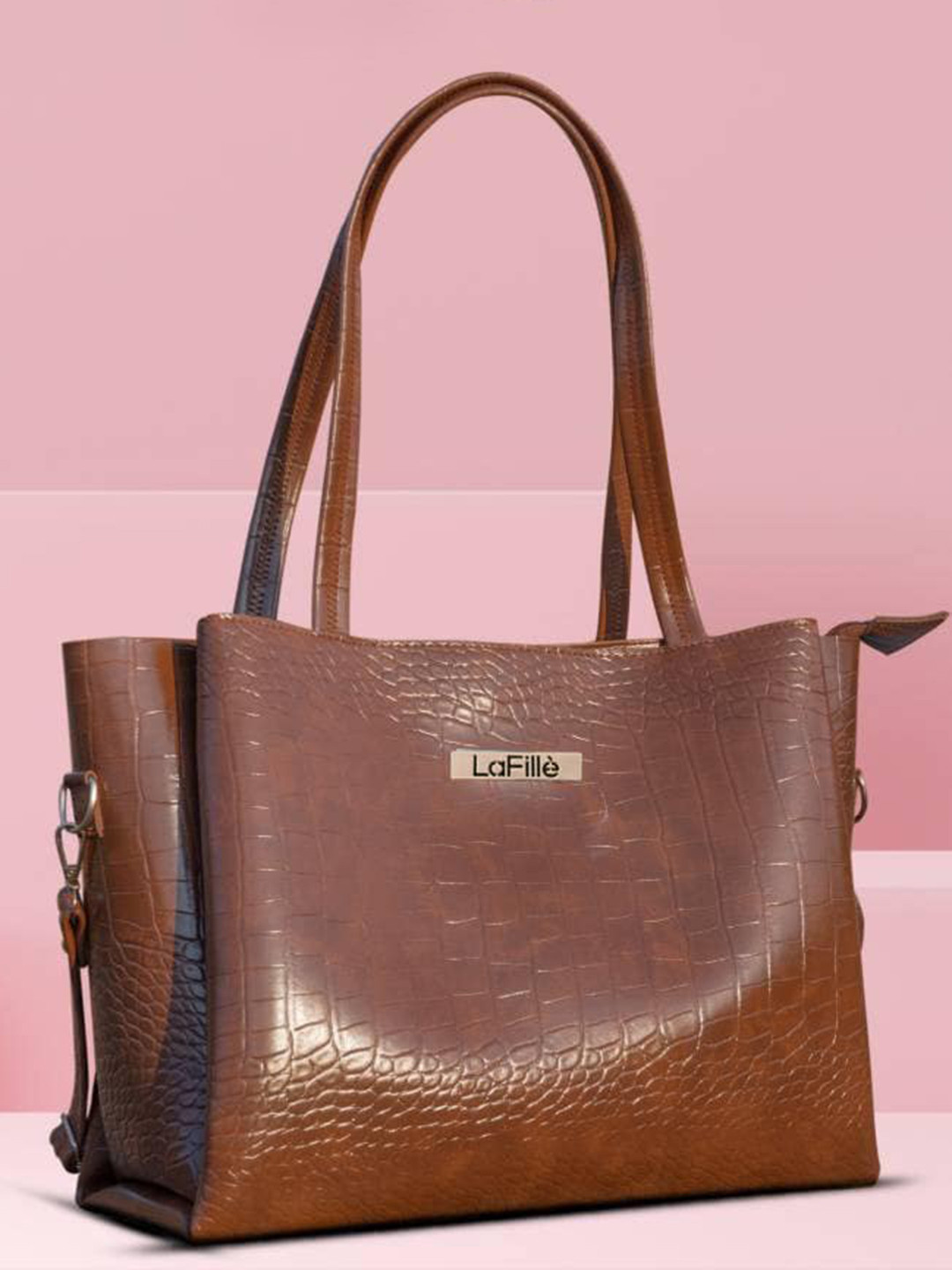 

LaFille Animal Textured PU Bucket Shoulder Bag, Brown