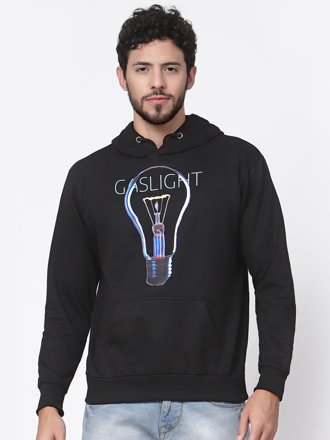 

Beetein Lamhein Graphic Printed Hooded Cotton Pullover, Black