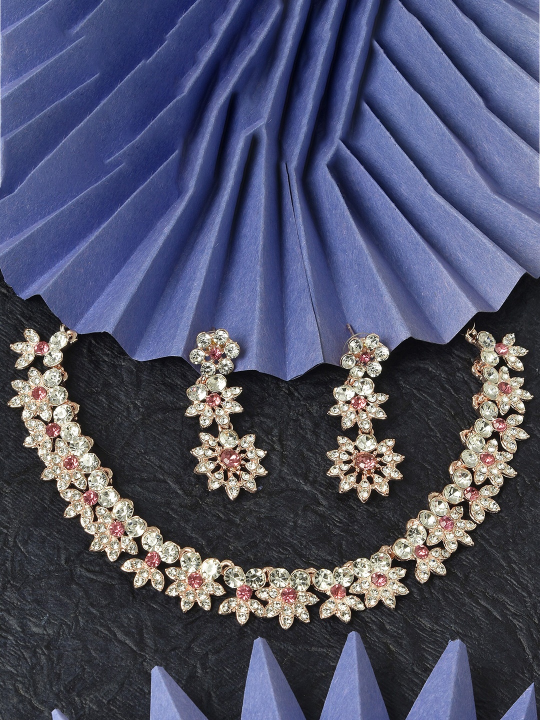 

Kord Store Rose Gold-Plated American Diamond-Studded Jewellery Set