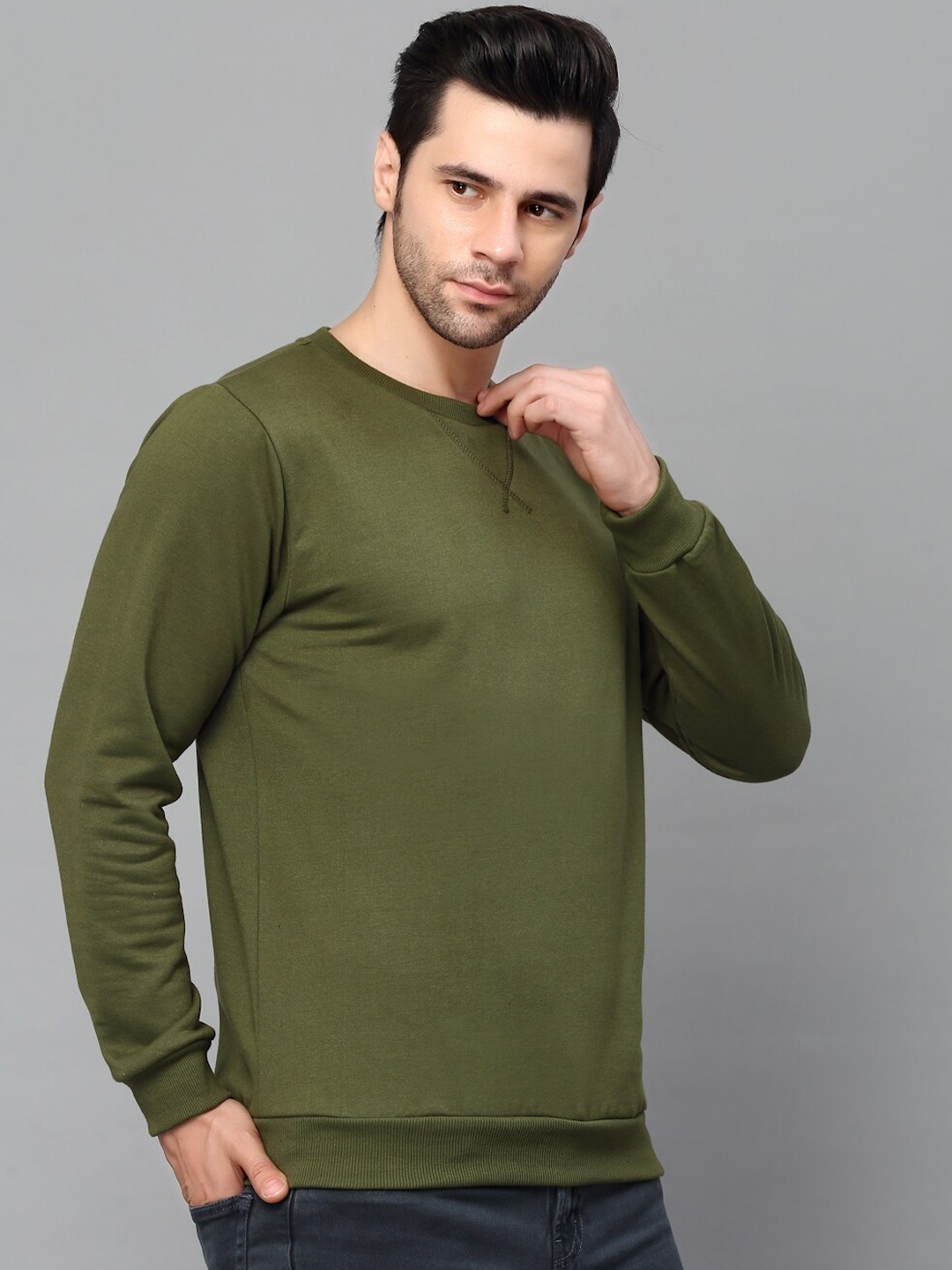 

Rigo Solid Pullover Casual Sweatshirt, Green