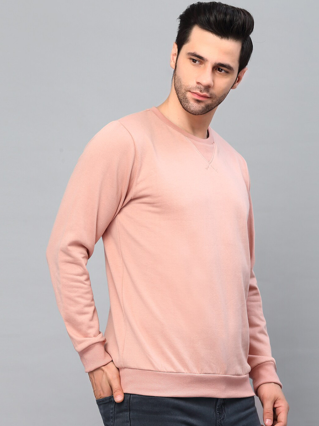 

Rigo Men Solid Casual Pullover Sweatshirt, Pink