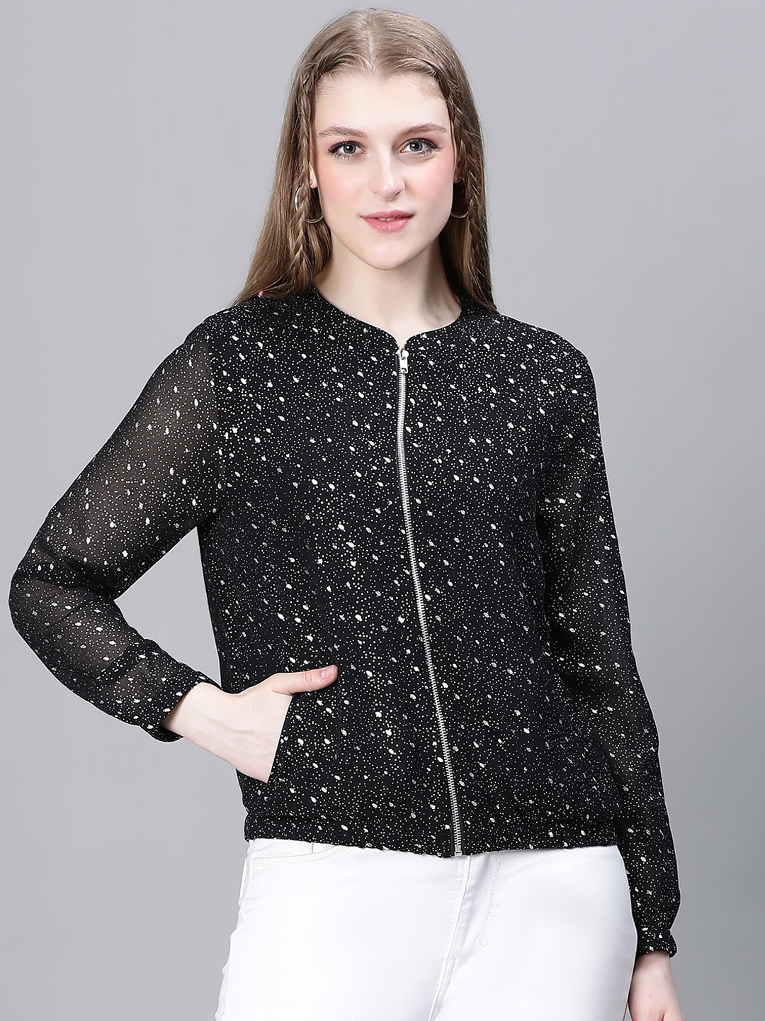 

Oxolloxo Abstract Printed Lightweight Outdoor Tailored Jacket, Black