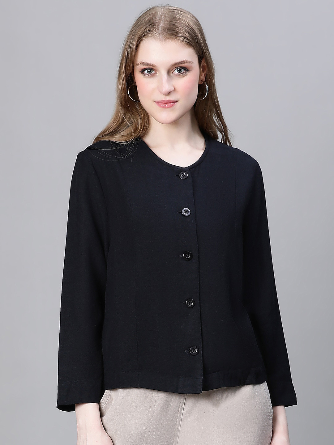 

Oxolloxo Lightweight Cotton Casual Tailored Jacket, Black