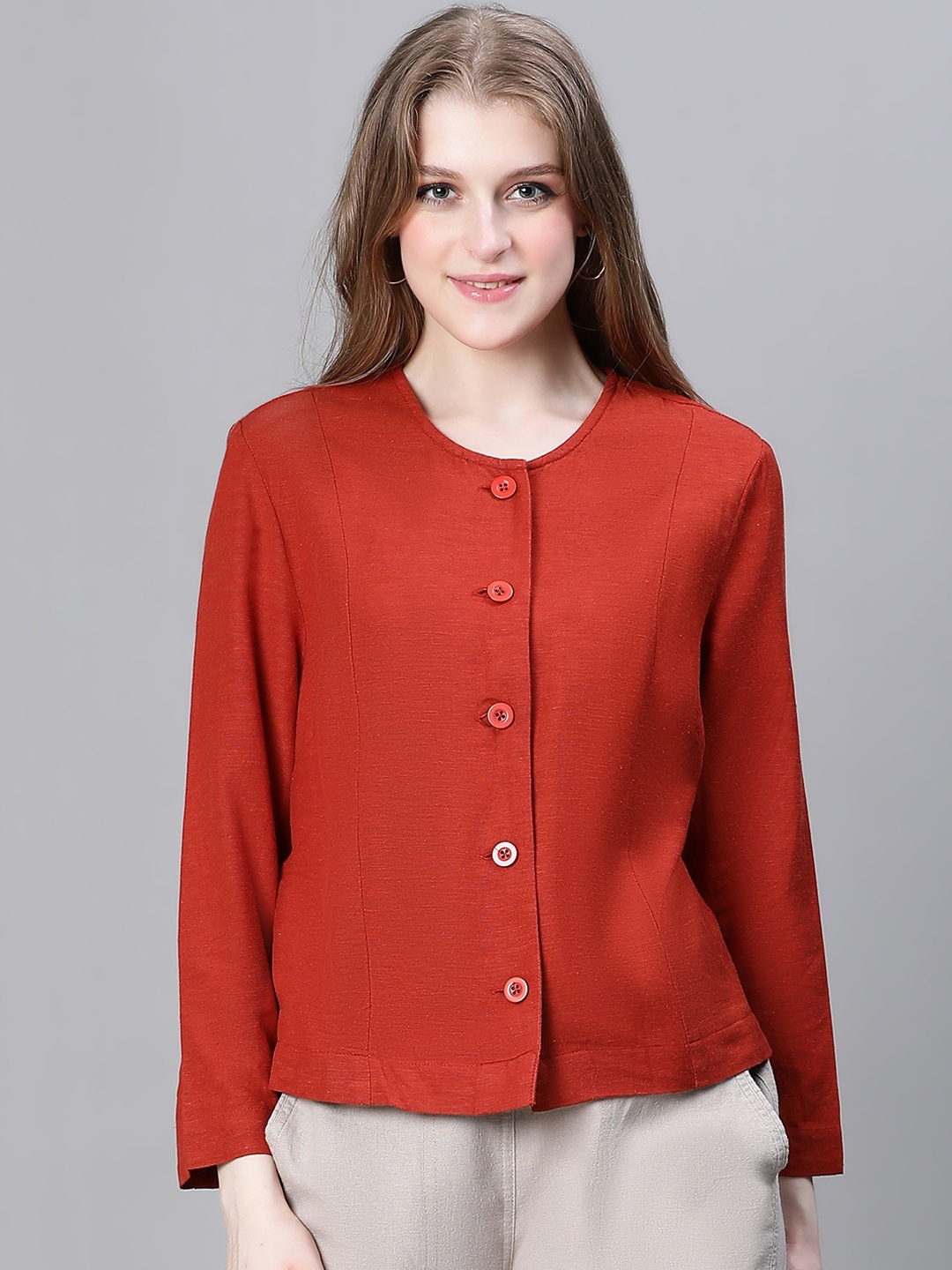 

Oxolloxo Lightweight Cotton Tailored Jacket, Rust
